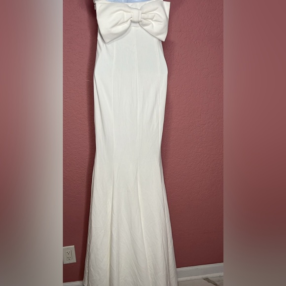 Lulus-Perfectly Romantic White Strapless Bow Mermaid Maxi Dress (XS) - Picture 6 of 7